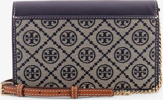 Tory Burch Womens Shoulder Bag T-Monogram Envelope Wallet Blue Cotton Polyester- Leather Polyester