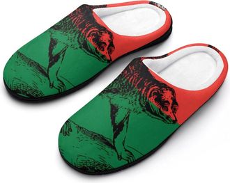 Generic Madagascar Flag Lemur Mens Slippers Slip On Comfortable Fleece Cotton House Shoes Winter