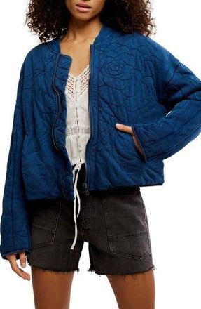 Free People Rose Front Zip Jacket in Indigo at Nordstrom Rack, Size Small