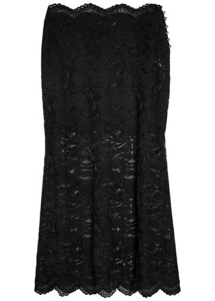 Paco Rabanne Floral Stretch-guipure Lace Midi Skirt - Black - 42 (UK14 / L)