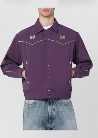 Needles jacket butterfly embroidery contrast piping long sleeves