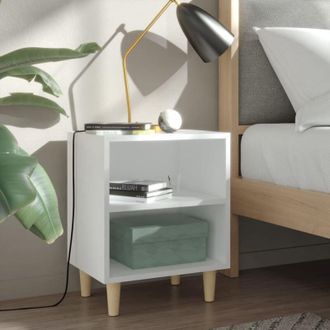 vidaXL vidaXL Comodini con Gambe in Legno Massello 2pz Bianchi 40x30x50 cm