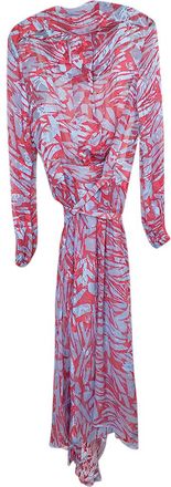 Preen By Thornton Bregazzi Silk Red & Blue Asymmetric Dress Size S