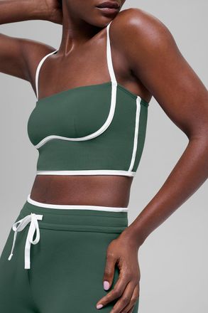 Alo | Airbrush Streamlined Bra Tank Top in Clover Green/White, Size: Medium