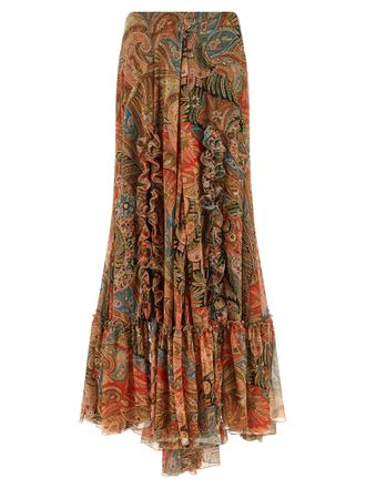 Etro Orange Silk Mini Womens Skirt