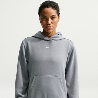 Nike Womens Studio Fleece Sport Dri-FIT Pullover Hoodie in Grey | IO9049-084