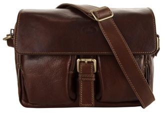 Pik&eacute; Umh&auml;ngetasche PIK&Eacute;, Damen, Gr. B/H/T: 26cm x 19cm x 12cm onesize, braun, Leder, gl&auml;nzend, Taschen Umh&auml;ngetasche, echt Leder, Made in Italy