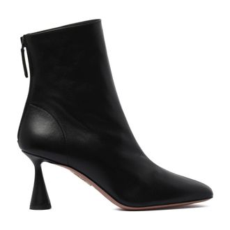 Aquazzura Black Leather Square Toe Boots