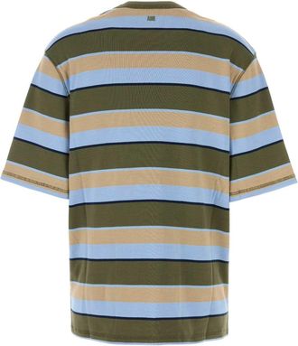Ami Womens Embroidered Cotton Oversize T-Shirt Bleucachkakitaupeencre Exterior