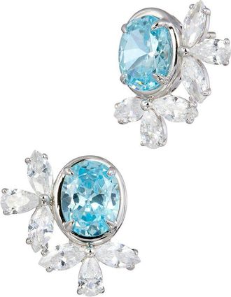 Savvy Cie Jewels Silver Cz Stud Earrings