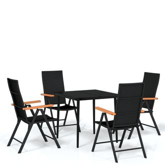 vidaXL Juego De Comedor Para Jard&iacute;n 5 Piezas Negro Vidaxl