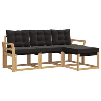 vidaXL Conjunto De Sof&aacute;s De Exterior Con Coj&iacute;n 4 Pcs Blanco Y Negro Vidaxl
