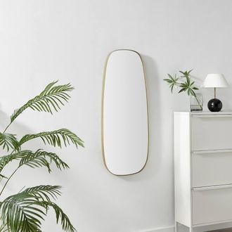 Furniturebox Elodie Gold Metal Large 120x50 Pebble Shape Wall Mirror