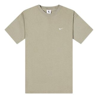 Nike SS22 Solo Swoosh Small Label Logo Solid Color Sports Round Neck Short Sleeve Light Brown CV0559-320