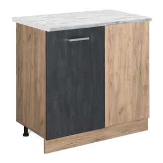 Vicco Armario De Esquina R-line, Hormig&oacute;n Negro, 86 Cm Et M&aacute;rmol