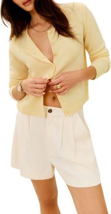 Reformation Clara Cashmere Crew Cardigan in Parmesan at Nordstrom, Size X-Small