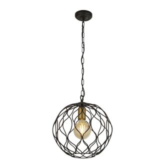 Searchlight Sospensione Industrial-nordico Finezza Acciaio Nero Oro 1 Luce E27