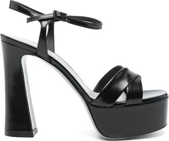 Roberto Festa Milano Black Crossover Strap High Block Sandals