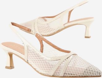 All Black Womens Mesh Princess Low-Heel Shoes In Ivory