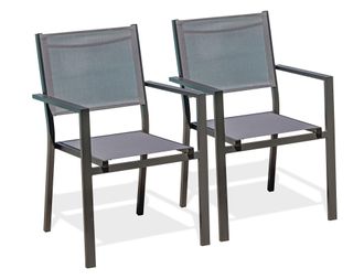 DCB Garden Dcb Garden - Tolede - Lote 2 Sillones De Jard&iacute;n De Aluminio Y Lona Plastificada