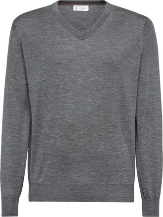 Brunello Cucinelli Maglione con scollo a V - Grigio
