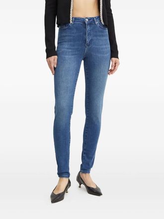Karl Lagerfeld embellished-pocket jeans - women - Cotton/Polyester/Elastane/Polyester/Cotton - 27 - Blue