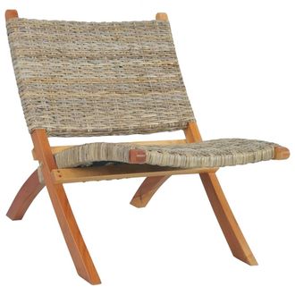 vidaXL Vidaxl - Silla De Rat&aacute;n Kubu Natural Y Madera Maciza De Caoba
