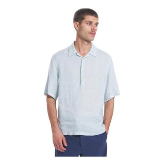 Barena Short Sleeve Shirts, male, Blue, Size: L Polo mezza manica in lino con vestibilit&agrave; a scatola