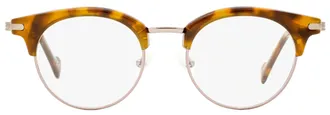 Moncler ML5020 Oval Metal-Acetate Eyeglasses - Bronze