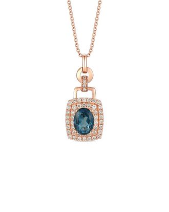 Le Vian Deep Sea Blue Topaz 14K Rose Gold 2.04 Ct. Tw. Diamond & London Blue Topaz Pendant