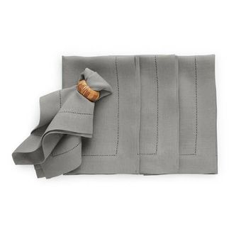 Solino Home Linen Dinner Napkins - Sonoma Hemstitch, 20 x 20 in Grey at Nordstrom, Size Large