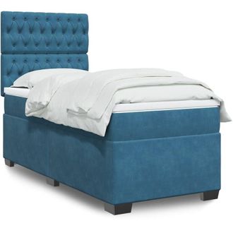 vidaXL Vidaxl - Cama Box Spring Con Colch&oacute;n Terciopelo Azul 100x200 Cm
