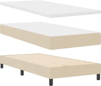 vidaXL Cama Tipo Box Spring Con Colch&oacute;n Crema 200 X 160 Cm Poli&eacute;ster Vidaxl