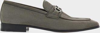 Ferragamo Men & apos;s Daytona Leather Gancini-Bit Loafers