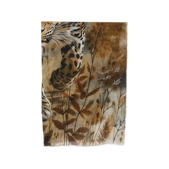 D'Aniello Animal-print Frayed-edge Scarf