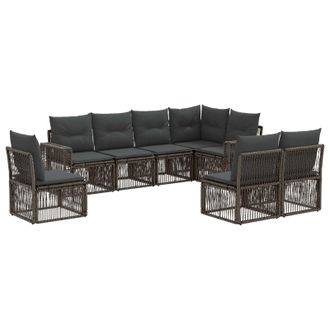 vidaXL Conjunto De Sof&aacute;s De Jard&iacute;n 8 Pcs Gris Y Gris Oscuro Vidaxl
