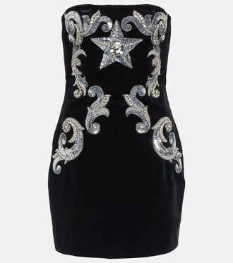 Balmain Embellished velvet minidress