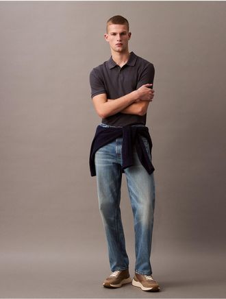 Calvin Klein Mens Refined Pique Polo Shirt - Navy - XL