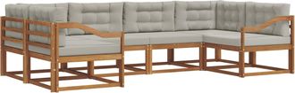 vidaXL Conjunto De Sof&aacute;s De Exterior 6 Uds. Gris Natural Y Claro Vidaxl