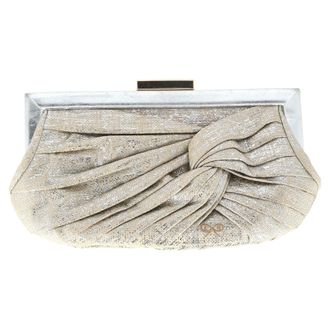 Anya Hindmarch Pre-owned Womens Twist Pleated Accent Clutch Bag in Metallic Gold Leather - One Size