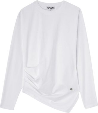 Ganni White Solid Crew Neck T-Shirt