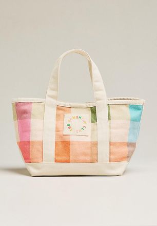 Sunshine Tienda Mini Rainbow Plaid Canvas Tote