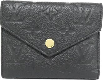 Louis Vuitton Black Leather Wallet (Tri-Fold) (Pre-Owned)