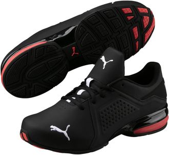 Puma Sneaker PUMA VIZ RUNNER, Herren, Gr. 42,5, schwarz (schwarz, rot), Synthetik, Schuhe Sneaker