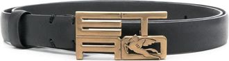 Etro logo-buckle leather belt - women - Calf Leather - 75 - Black