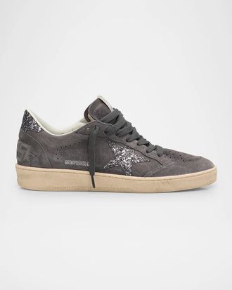 Golden Goose Ball Star Suede And Glitter Low-Top Sneakers