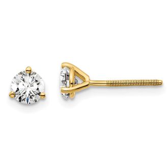 Diamond2Deal 14k Gold 2/3 ct Round Lab Grown Diamond Stud Earrings Screw Back VS Clarity, D-E Color