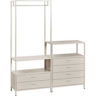 Sklum Armario Modular Abierto De 2 Piezas Con Perchero Y Cajonera Janine Sklum