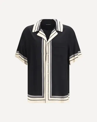 Dolce & Gabbana Hawaii Shirt with logo and striped print Male 40