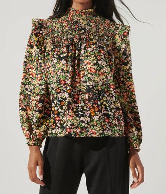 Sugarlips Malta Wildflower Blouse In Black Multi